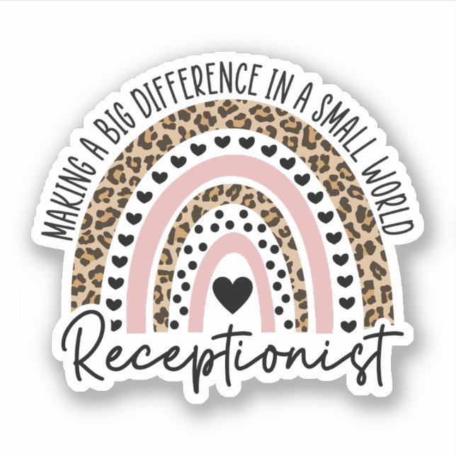 Sticker Arc-en-ciel réceptionniste, Cadeau pour réceptionn (Devant)