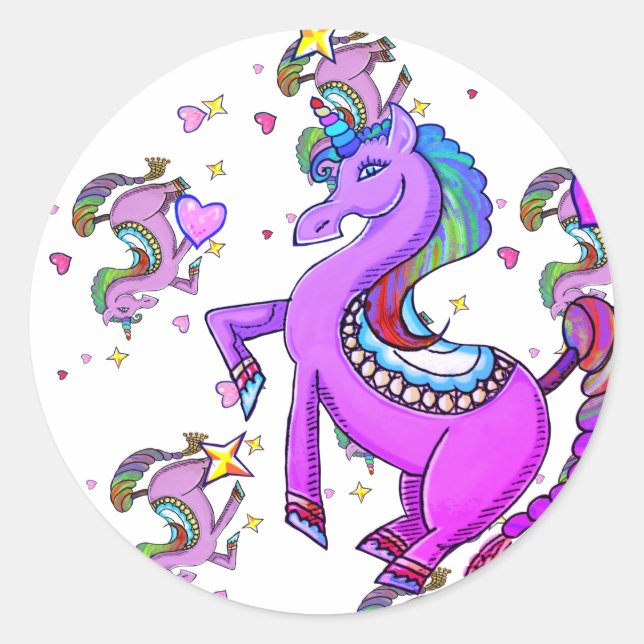Sticker Arc-en-ciel Unicorn Classic rond (Devant)