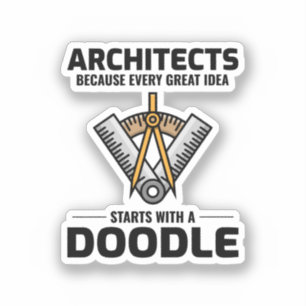 Sticker Architecte Doodles Design d'intérieur Innovation D