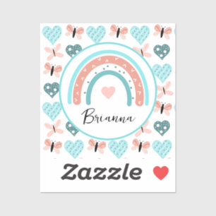 Sticker Arcs-en-ciel, papillons et coeurs personnalisés