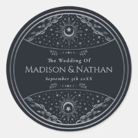 Sticker Argent Elegant Tarot Mariage Classic Round
