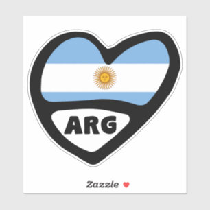 Sticker Argentine Code Pays Drapeau Coeur ARG