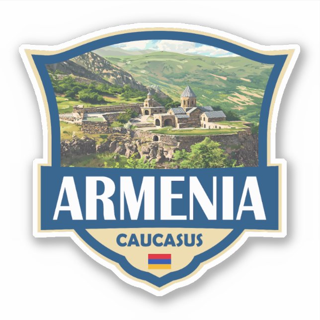 Sticker Armenia Illustration Retro Badge (Devant)