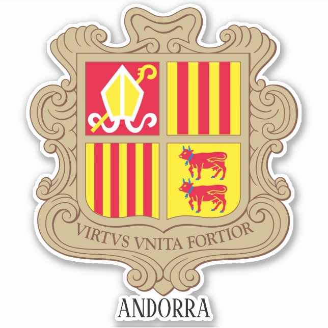 Sticker Armoiries Nationales D'Andorre Patriotique (Devant)