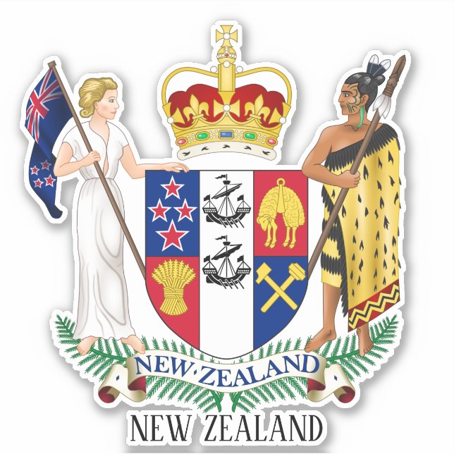 Sticker Armoiries Nationales De Nouvelle-Zélande Patriotiq (Devant)