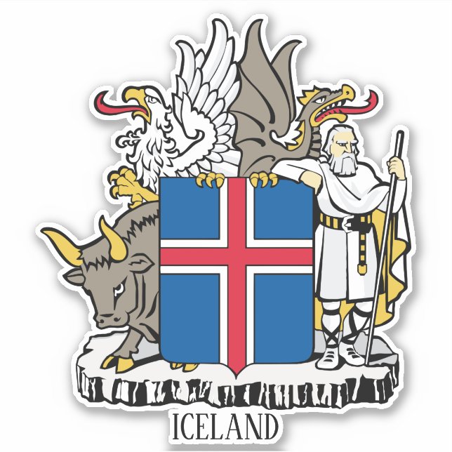 Sticker Armoiries Nationales D'Islande Patriotique (Devant)