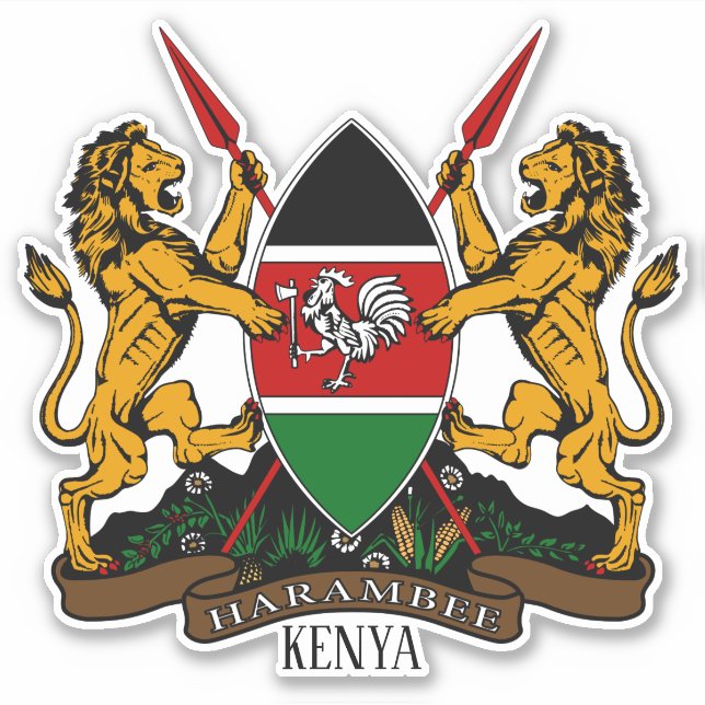 Sticker Armoiries Nationales Du Kenya Patriotique (Devant)