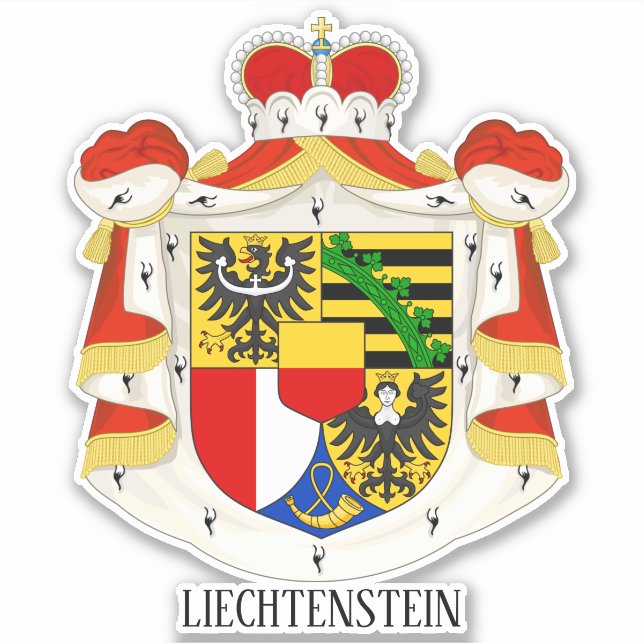 Sticker Armoiries Nationales Du Liechtenstein Patriotique (Devant)