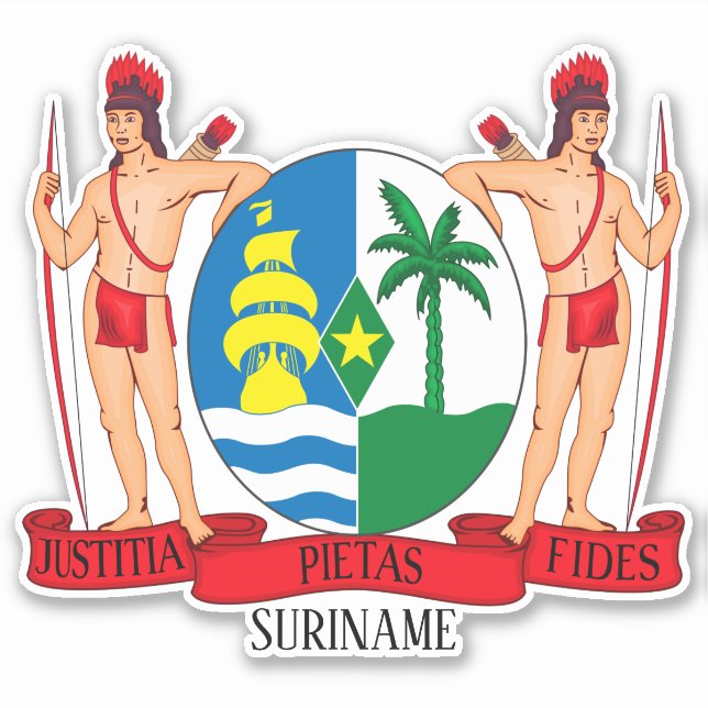 Sticker Armoiries Nationales Du Suriname Patriotique (Devant)