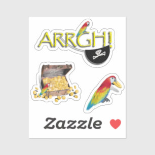 Sticker ARRÊT ! Poitrine de perroquets et de pirates