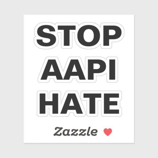 Sticker Arrêter AAPI Hate, noir et blanc (Feuille)