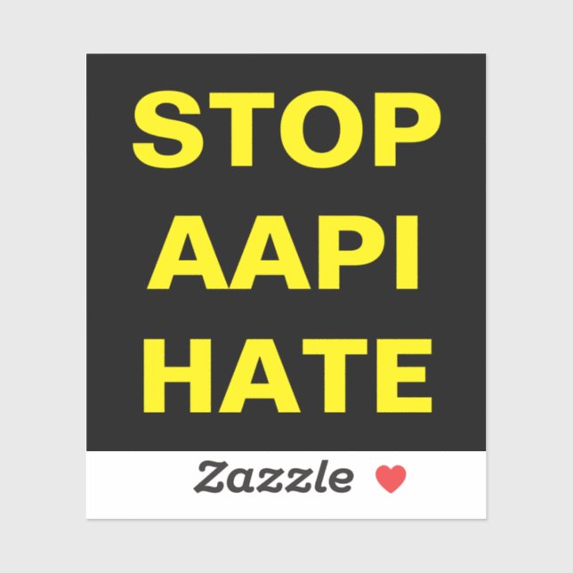 Sticker Arrêter AAPI Hate noir et jaune (Feuille)