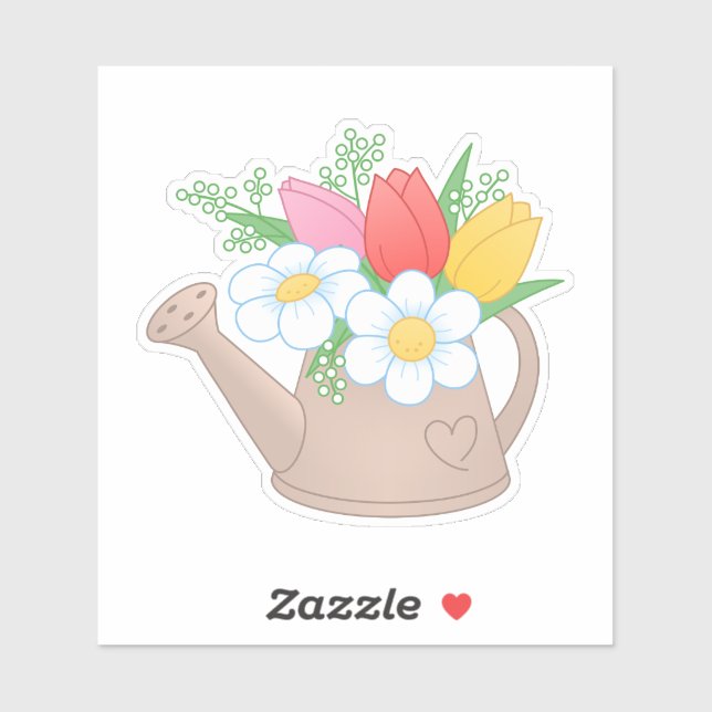 Sticker Arrosage de jardin avec fleurs (Feuille)
