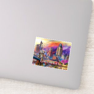 Sticker Art Abstrait Cincinnati Skyline
