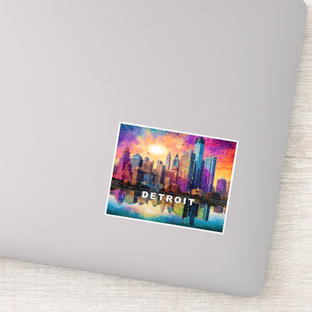 Sticker Art Abstrait de Detroit Skyline (Détail)