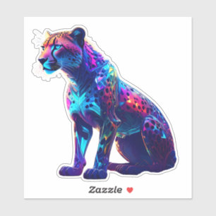 Sticker Art Cheetah de Neon coloré - Chat sauvage brillant