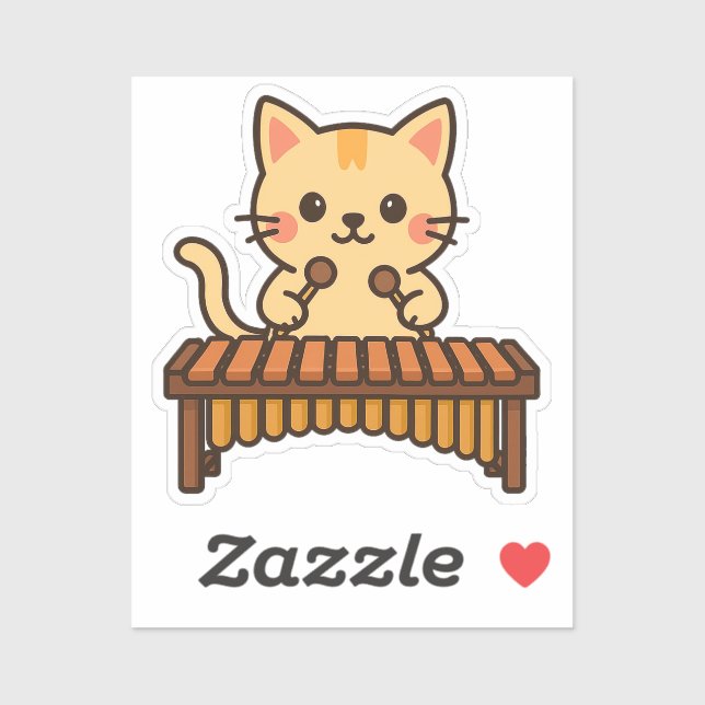 Sticker Art de chat Marimba Mallet (Feuille)