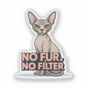 Sticker Art de chat Sphynx sans fourrure ni filtre Attitud