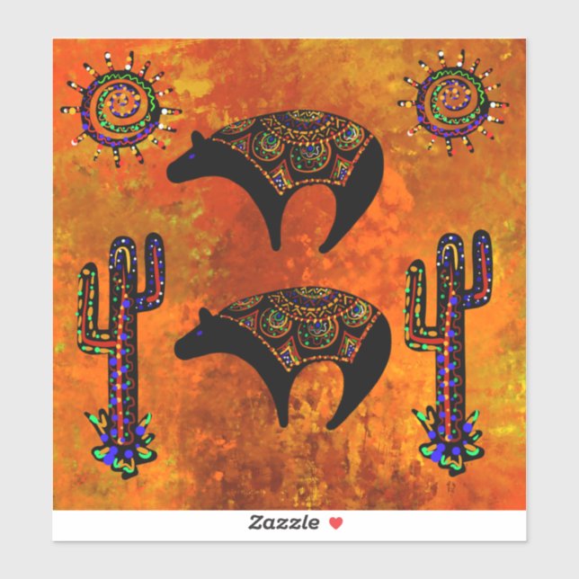 Sticker Art de l'ours du sud-ouest (Feuille)