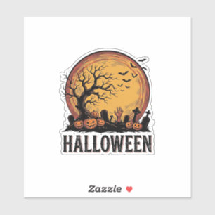 Sticker Art de lune de chauve-souris de cimetière d'Hallow