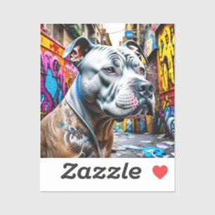Sticker Art de rue graffiti urbain Pitbull