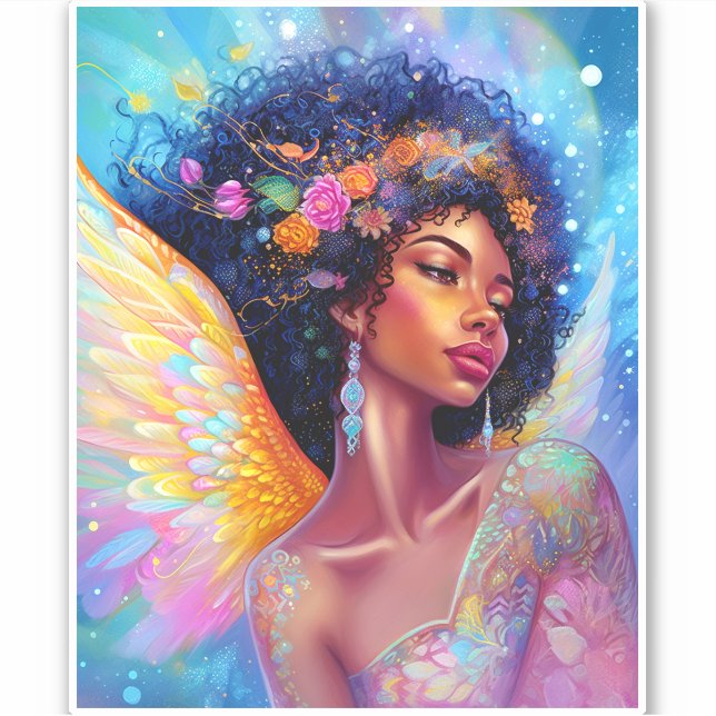 Sticker Art d'Imaginaire de la dame Ange d'Afrique américa (Devant)