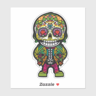 Sticker Art du crâne de sucre - Squelette masculin en vête
