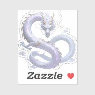 Sticker Art du Dragon Blanc Esthétique Fantastique Mythi