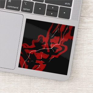 Sticker Art fluide abstrait rouge de rêves et de cauchemar