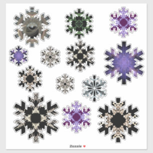 Sticker Art fractal coupé les flocons de neige