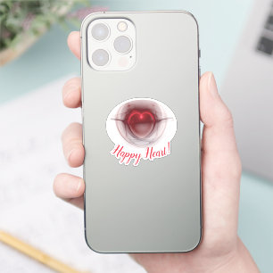 Sticker Art Fractal du coeur éclairé Personnalisé