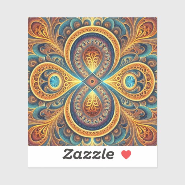 Sticker Art fractal vibrant (Feuille)