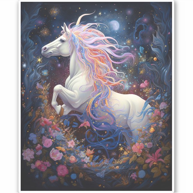 Sticker Art Imaginaire de Cheval Blanc Magique (Devant)