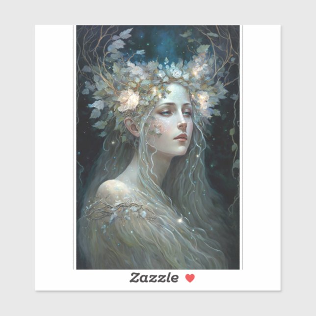 Sticker Art Imaginaire de déesse d'argent (Feuille)