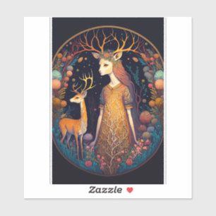 Sticker Art Imaginaire Deer Lady
