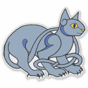 Sticker Art médiéval Celtique noeud bleu chat
