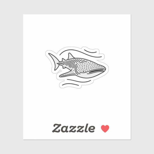 Sticker Art minimaliste de la ligne de requin baleine (Feuille)