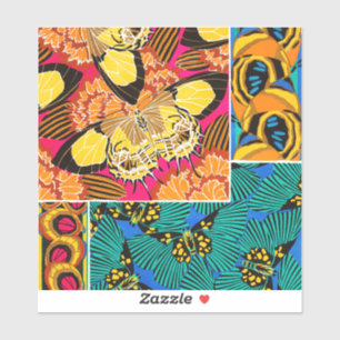 Sticker Art papillon rose et sarcelle maximaliste vibrant