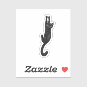 Sticker Art réaliste de chat noir suspendu aux yeux verts