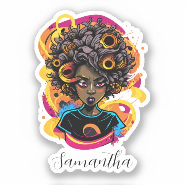 Sticker Artiste Afro femme (Recto)
