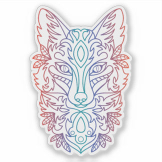 Sticker Artistic gradient color wolf face