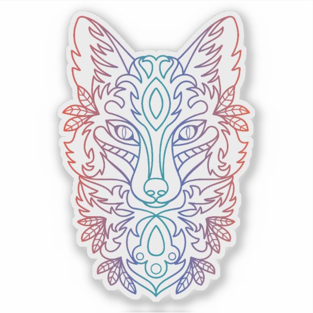 Sticker Artistic gradient color wolf face (Devant)