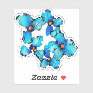 Sticker Artsy de fleurs bleues de forme personnalisée