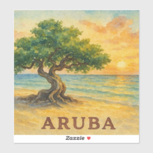 Sticker Aruba Eagle Beach Divi Tree Heure Dorée