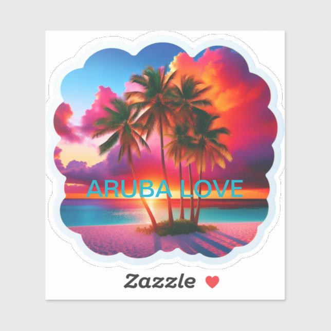 Sticker Aruba love (Feuille)