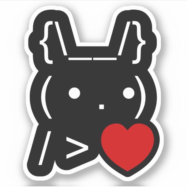 Sticker ASCII Texte Art Lapin Lapin Donner Coeur (Devant)