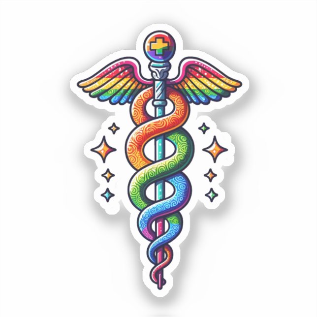 Sticker Asclepius arc-en-ciel (Recto)