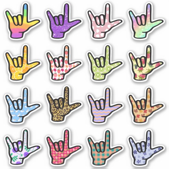 Sticker ASL I Love You ILY Hand Signes (Devant)
