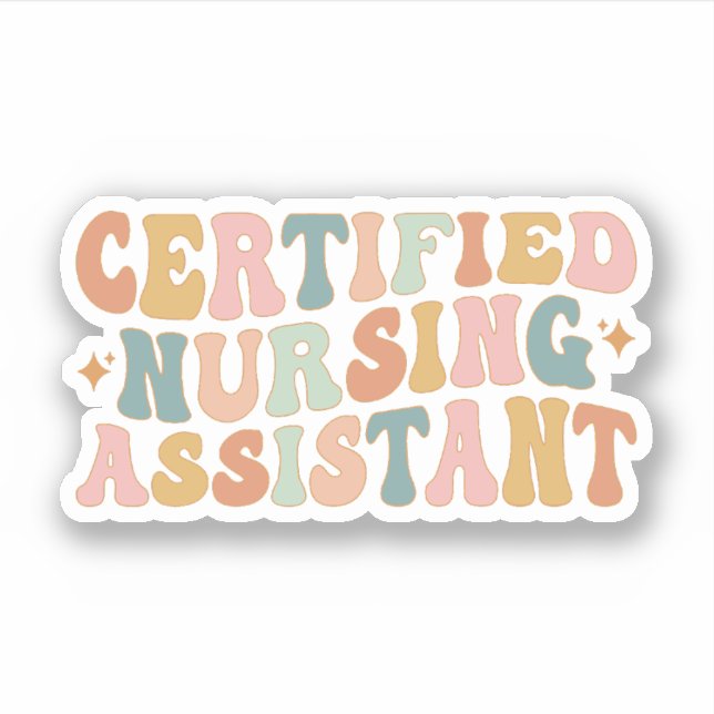 Sticker Assistant en soins infirmiers certifié rétro, dipl (Devant)