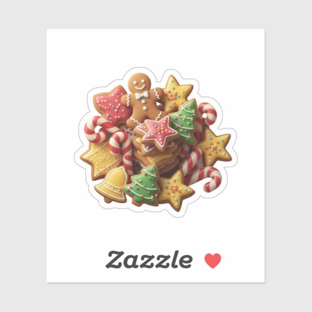 Sticker Assorted Christmas Cookie Mix Holiday Treat  (Feuille)